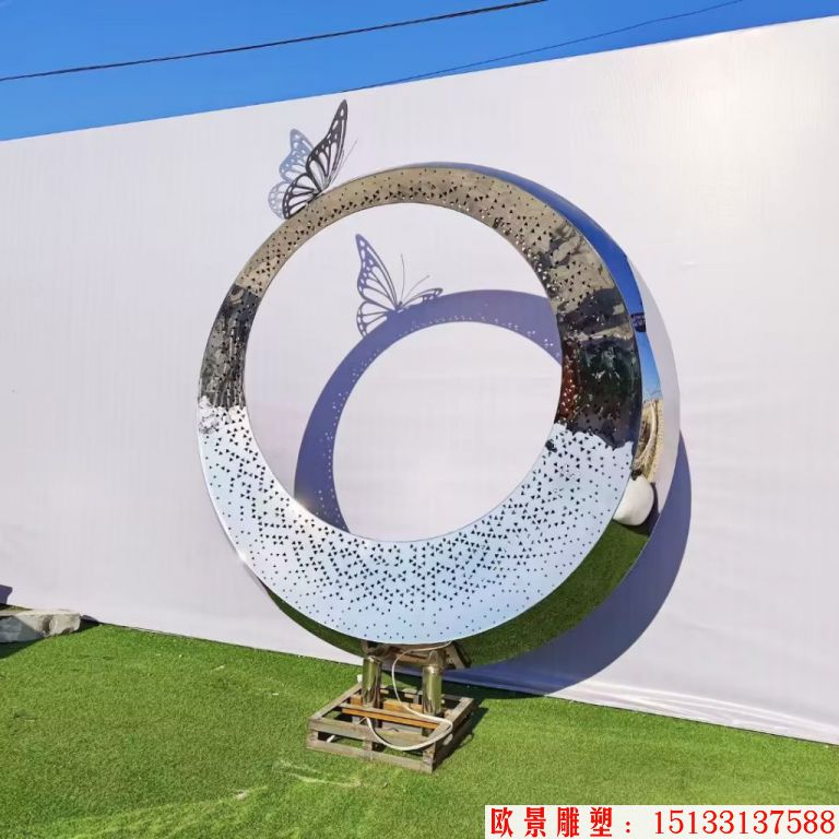 不锈钢蝴蝶圆环雕塑 灯光装饰装置圆环雕塑1