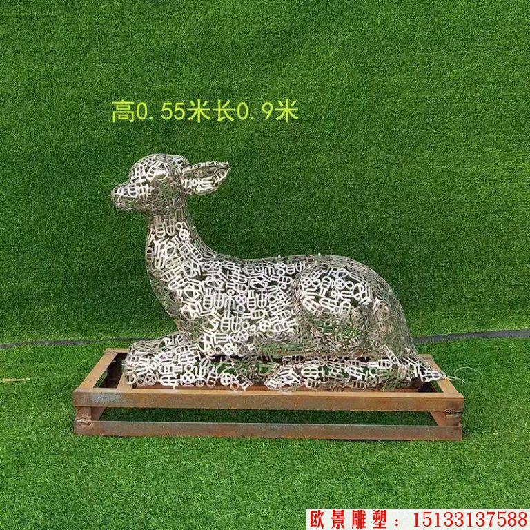 不锈钢各种姿态小鹿雕塑 景观小鹿雕塑
