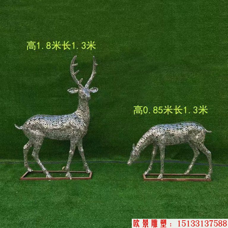 不锈钢各种姿态小鹿雕塑 景观小鹿雕塑6